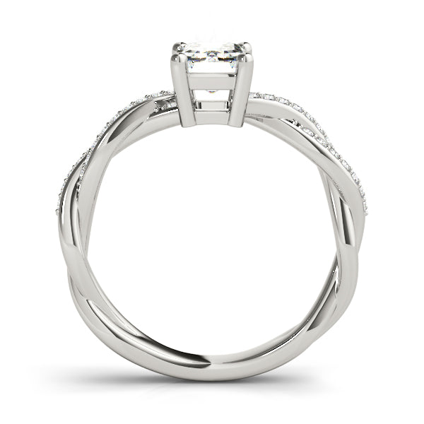 Statement Cut Ring With Braided Shank Emerald Diamond Engagement Ring in 10K/14K gold and platinum with certified lab-grown or natural diamonds