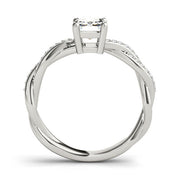 Statement Cut Ring With Braided Shank Emerald Diamond Engagement Ring in 10K/14K gold and platinum with certified lab-grown or natural diamonds