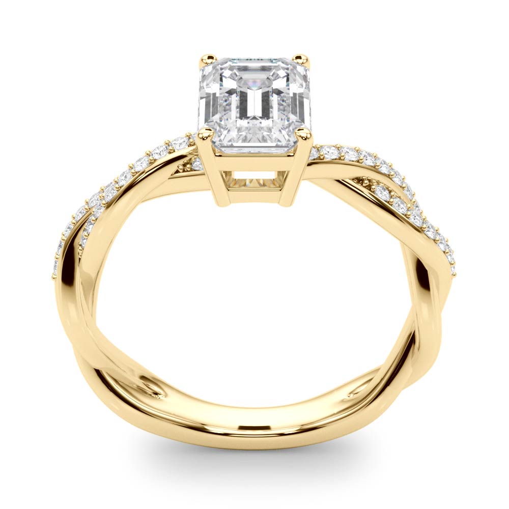 Statement Cut Ring With Braided Shank Emerald Diamond Engagement Ring in 10K/14K gold and platinum with certified lab-grown or natural diamonds