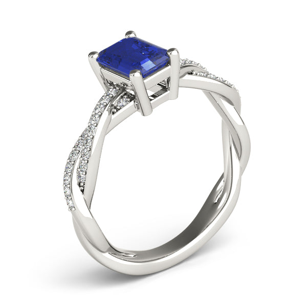 Statement Cut Ring With Braided Shank Emerald Diamond Engagement Ring in 10K/14K gold and platinum with certified lab-grown or natural diamonds