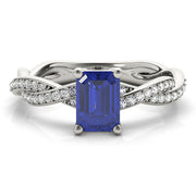 Statement Cut Ring With Braided Shank Emerald Diamond Engagement Ring in 10K/14K gold and platinum with certified lab-grown or natural diamonds