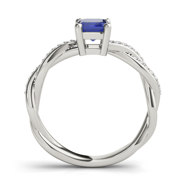 Statement Cut Ring With Braided Shank Emerald Diamond Engagement Ring in 10K/14K gold and platinum with certified lab-grown or natural diamonds