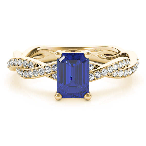 Statement Cut Ring With Braided Shank Emerald Diamond Engagement Ring in 10K/14K gold and platinum with certified lab-grown or natural diamonds