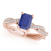 Statement Cut Ring With Braided Shank Emerald Diamond Engagement Ring in 10K/14K gold and platinum with certified lab-grown or natural diamonds