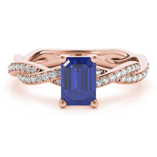 Statement Cut Ring With Braided Shank Emerald Diamond Engagement Ring in 10K/14K gold and platinum with certified lab-grown or natural diamonds