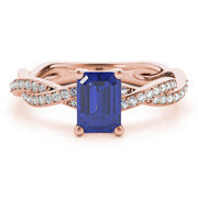 Statement Cut Ring With Braided Shank Emerald Diamond Engagement Ring in 10K/14K gold and platinum with certified lab-grown or natural diamonds