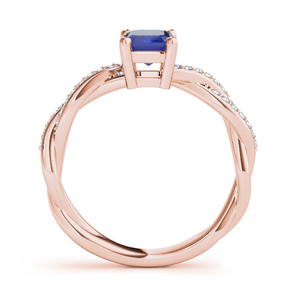 Statement Cut Ring With Braided Shank Emerald Diamond Engagement Ring in 10K/14K gold and platinum with certified lab-grown or natural diamonds