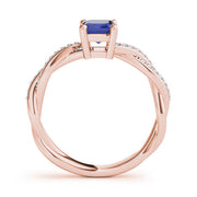 Statement Cut Ring With Braided Shank Emerald Diamond Engagement Ring in 10K/14K gold and platinum with certified lab-grown or natural diamonds