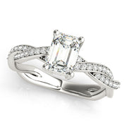Statement Cut Ring With Braided Shank Emerald Diamond Engagement Ring in 10K/14K gold and platinum with certified lab-grown or natural diamonds