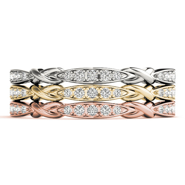 Stackable Vintage Inspired Half Eternity Ring in Gold & Platinum