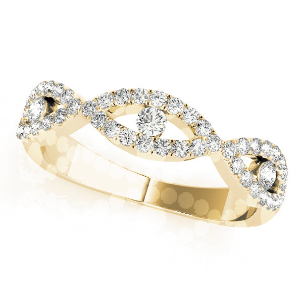 Double Row Infinity Prong Set Half Eternity Ring in 10K/14K gold and platinum with certified lab-grown or natural diamonds