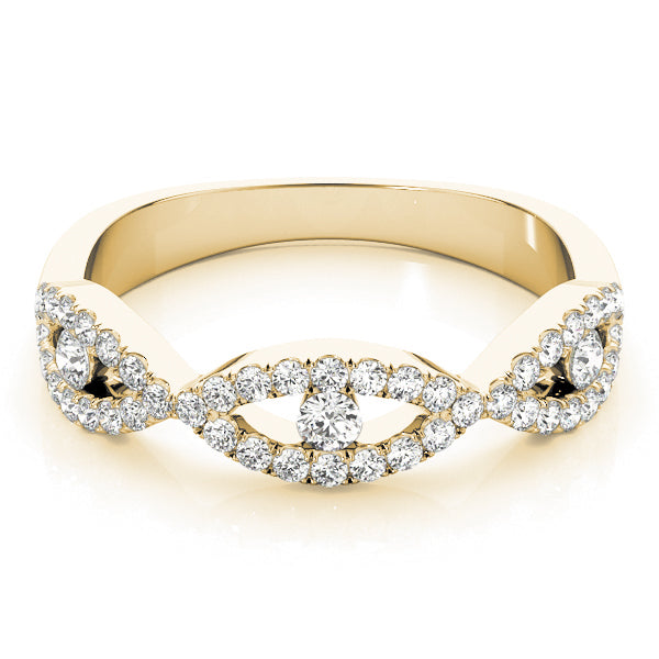 Double Row Infinity Prong Set Half Eternity Ring in Gold & Platinum