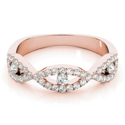 Double Row Infinity Prong Set Half Eternity Ring in Gold & Platinum