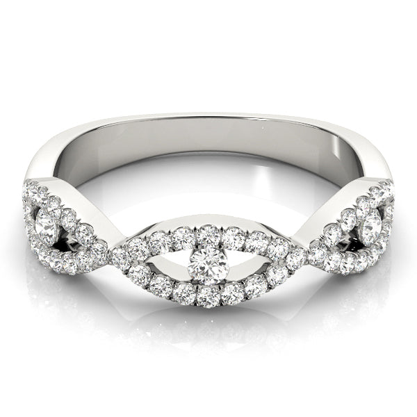 Double Row Infinity Prong Set Half Eternity Ring in Gold & Platinum