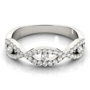 Double Row Infinity Prong Set Half Eternity Ring in Gold & Platinum