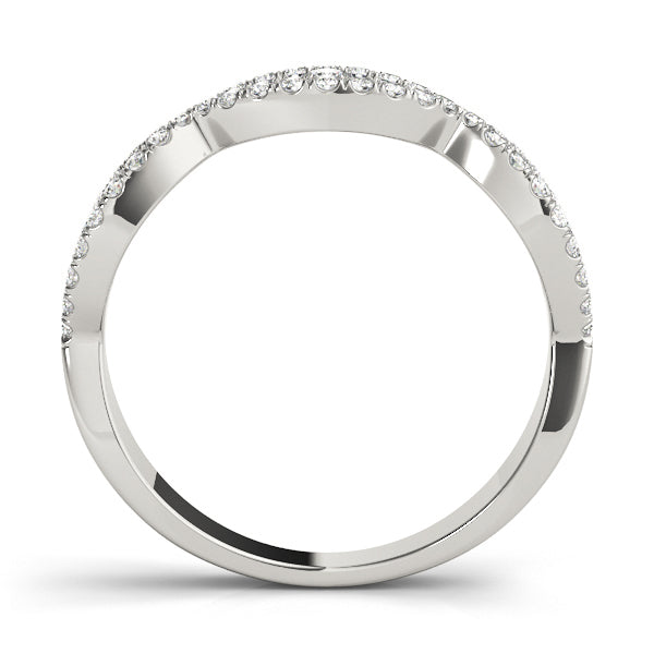 Double Row Infinity Prong Set Half Eternity Ring in Gold & Platinum