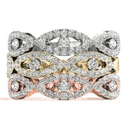 Double Row Infinity Prong Set Half Eternity Ring in Gold & Platinum