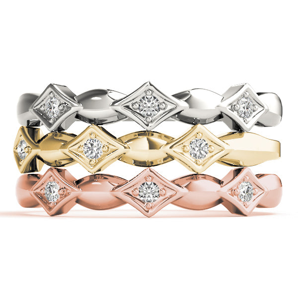 Stackable Half Eternity Ring in Gold & Platinum