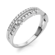 Double Row Half Eternity Ring in Gold & Platinum