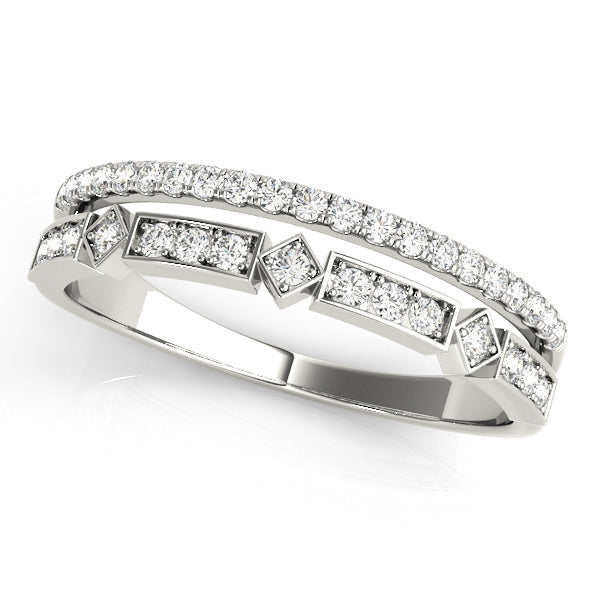 Double Row Half Eternity Ring in Gold & Platinum