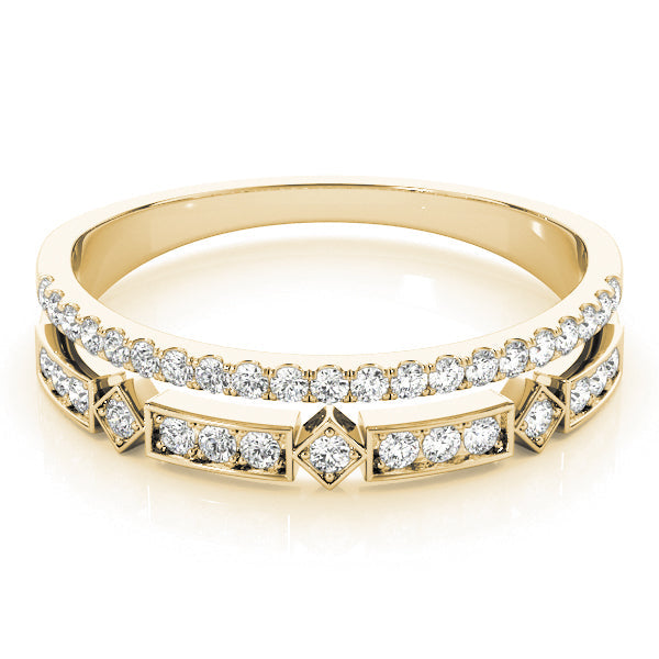 Double Row Half Eternity Ring in Gold & Platinum
