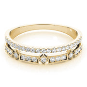 Double Row Half Eternity Ring in Gold & Platinum