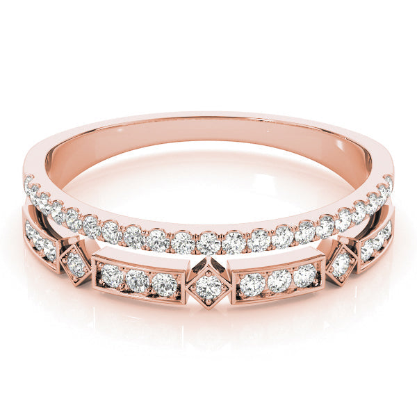 Double Row Half Eternity Ring in Gold & Platinum