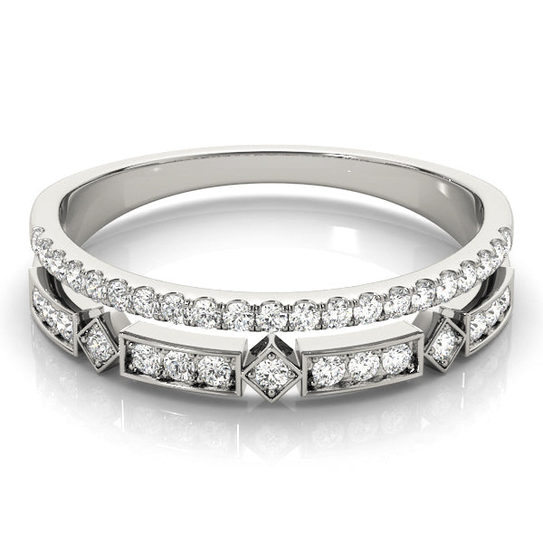 Double Row Half Eternity Ring in Gold & Platinum