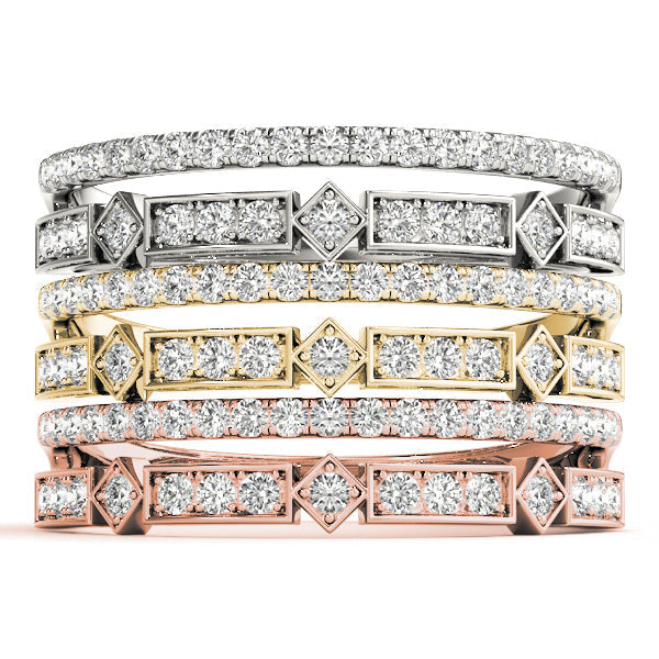 Double Row Half Eternity Ring in Gold & Platinum