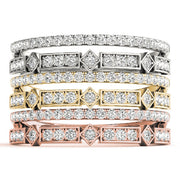 Double Row Half Eternity Ring in Gold & Platinum