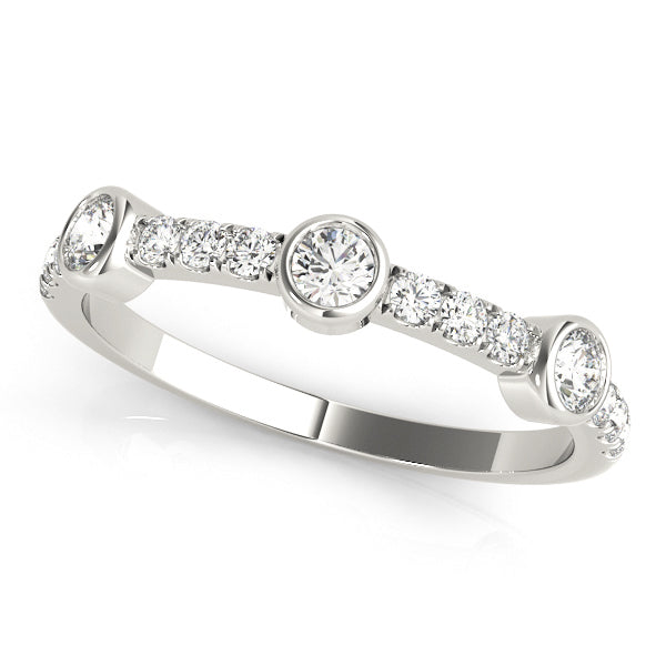 Bezel Set Split Prong Half Eternity Ring in Gold & Platinum