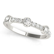 Bezel Set Split Prong Half Eternity Ring in Gold & Platinum