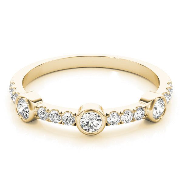 Bezel Set Split Prong Half Eternity Ring in Gold & Platinum