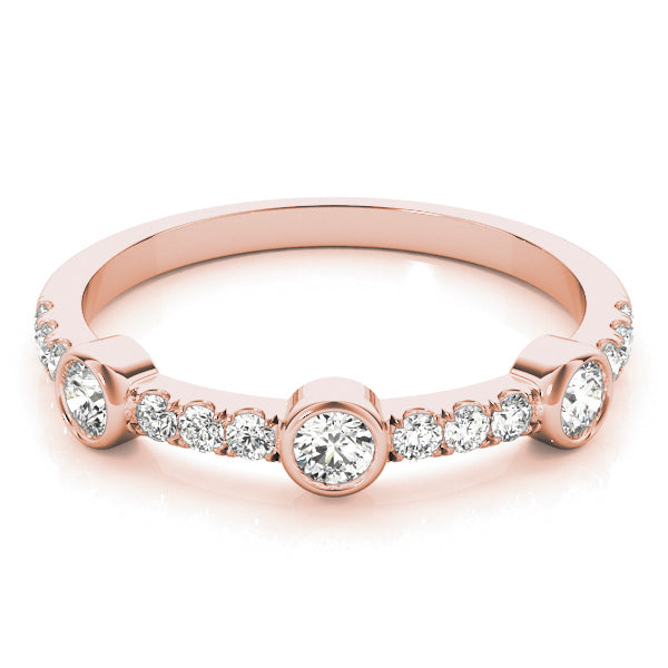 Bezel Set Split Prong Half Eternity Ring in Gold & Platinum