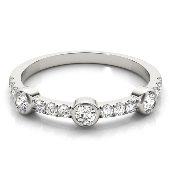 Bezel Set Split Prong Half Eternity Ring in Gold & Platinum