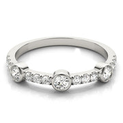 Bezel Set Split Prong Half Eternity Ring in Gold & Platinum
