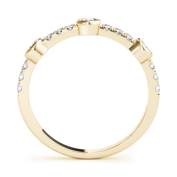 Bezel Set Split Prong Half Eternity Ring in Gold & Platinum