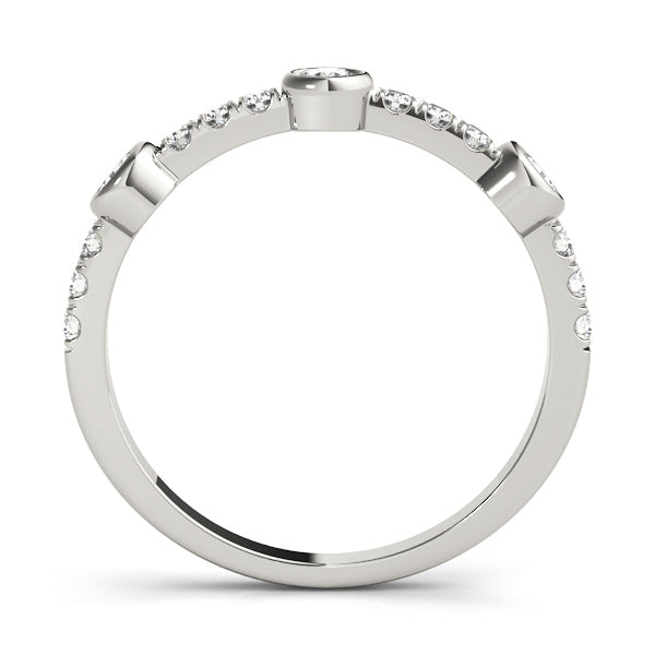 Bezel Set Split Prong Half Eternity Ring in Gold & Platinum