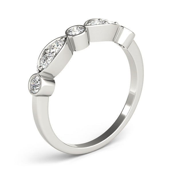 Bezel Set Marquise Half Eternity Ring in Gold & Platinum