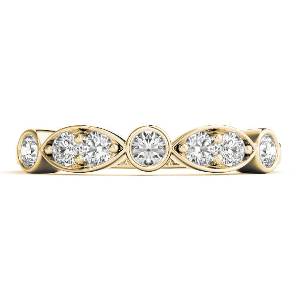 Bezel Set Marquise Half Eternity Ring in Gold & Platinum