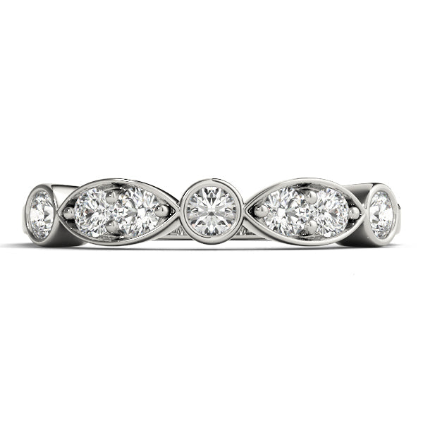 Bezel Set Marquise Half Eternity Ring in Gold & Platinum