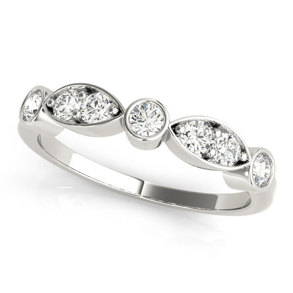 Bezel Set Marquise Half Eternity Ring in Gold & Platinum