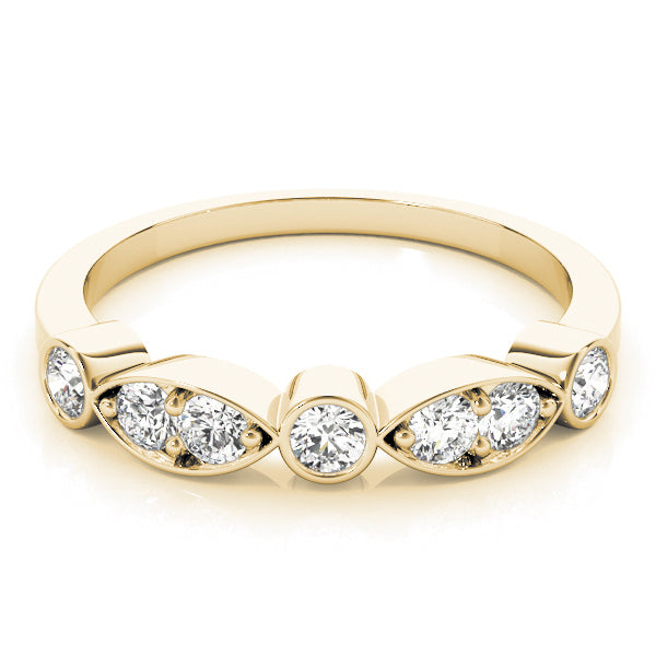 Bezel Set Marquise Half Eternity Ring in Gold & Platinum