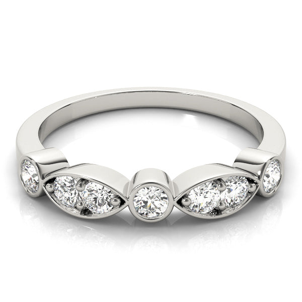 Bezel Set Marquise Half Eternity Ring in Gold & Platinum