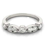 Bezel Set Marquise Half Eternity Ring in Gold & Platinum