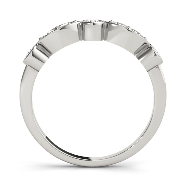 Bezel Set Marquise Half Eternity Ring in Gold & Platinum