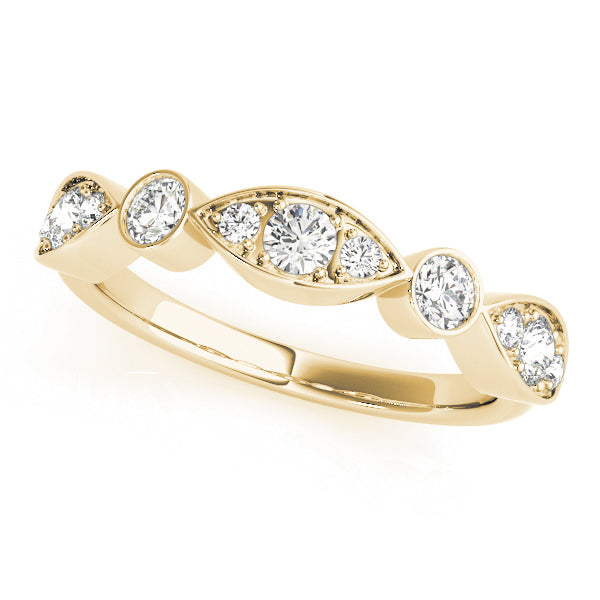 Bezel Set Stackable Half Eternity Ring in 10K/14K gold and platinum with certified lab-grown or natural diamonds