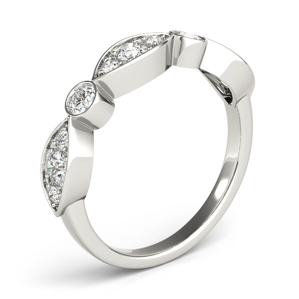 Bezel Set Stackable Half Eternity Ring in Gold & Platinum