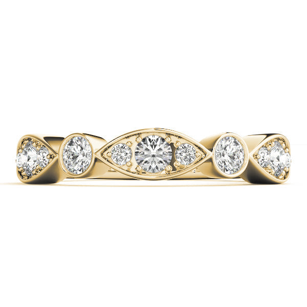 Bezel Set Stackable Half Eternity Ring in Gold & Platinum