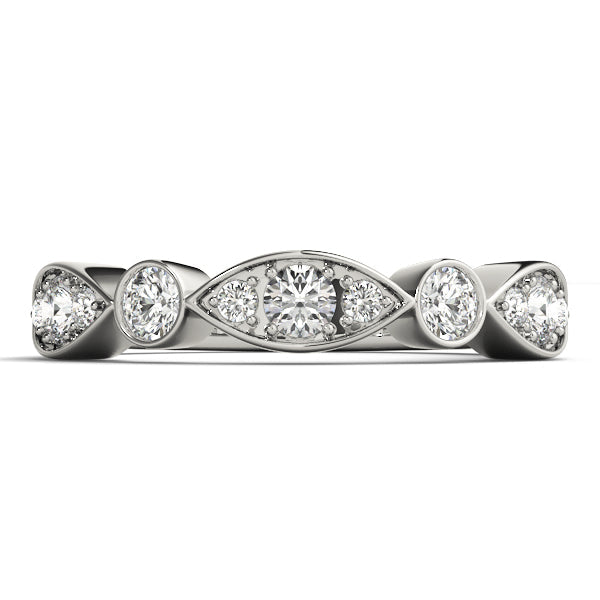 Bezel Set Stackable Half Eternity Ring in Gold & Platinum